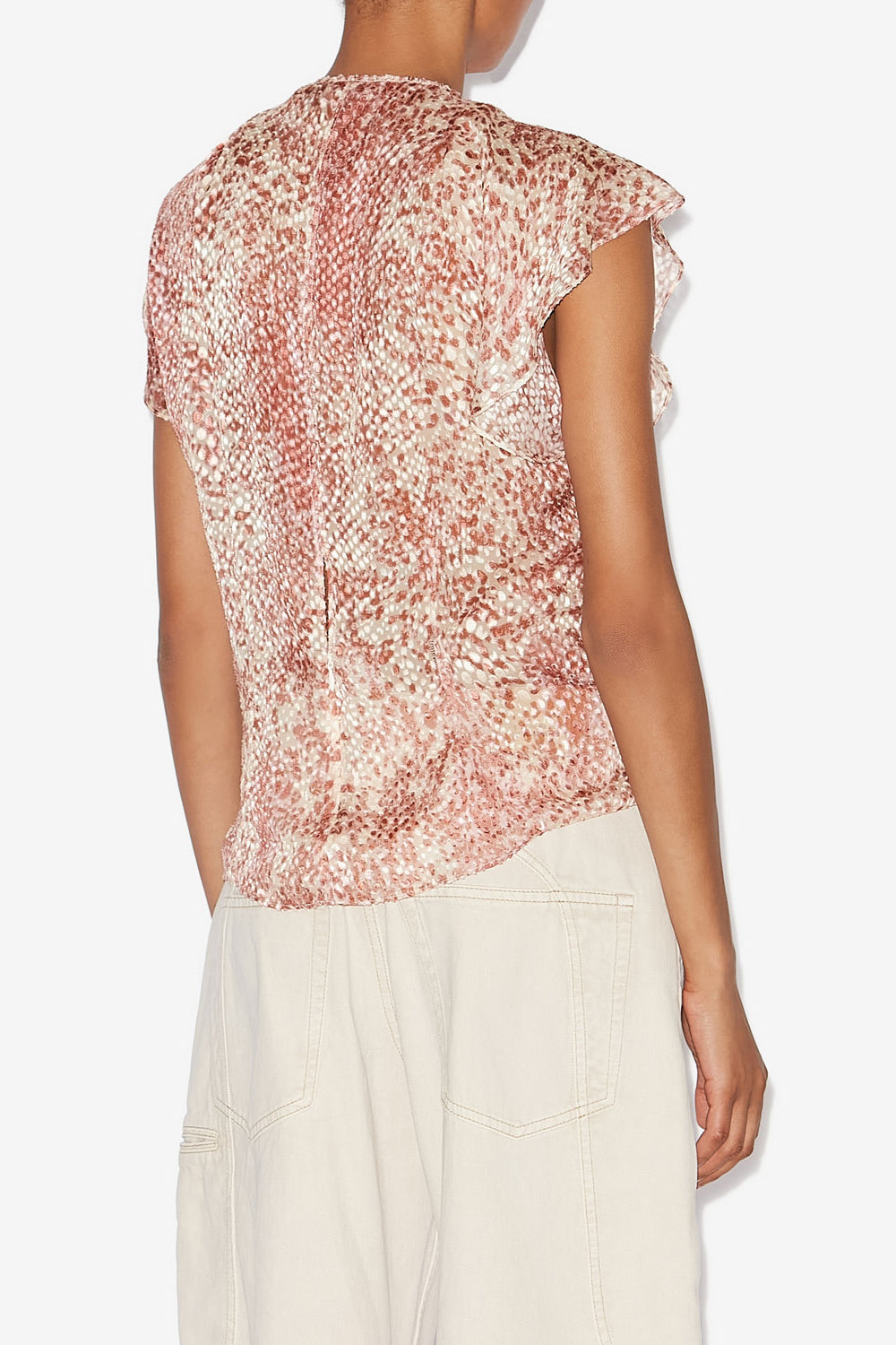 로네아 데보레 벨벳 플루이드 탑 - Light red/ecru - Woman - 5