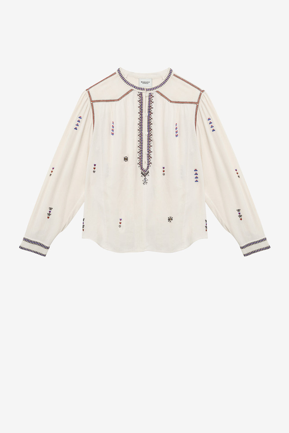 Blusa pelson in garza ricamata - Ecru - Woman - 1