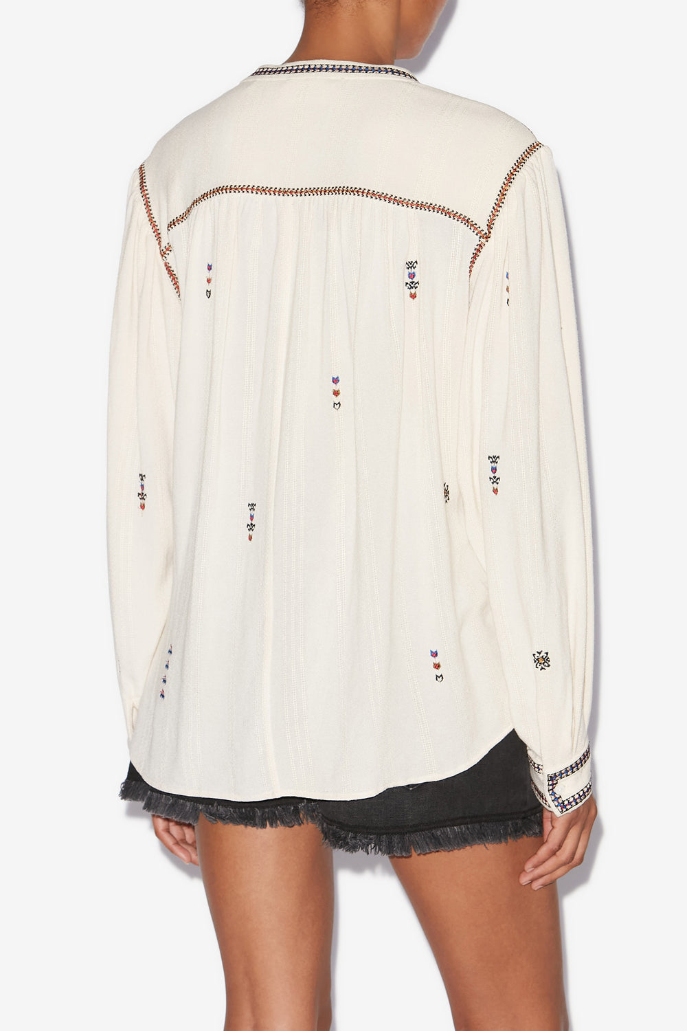 Blusa pelson in garza ricamata - Ecru - Woman - 5