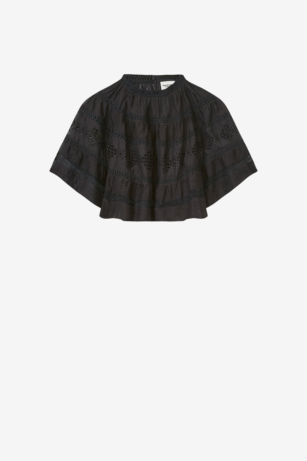 Dilama openwork cotton voile top - Black - Woman - 1
