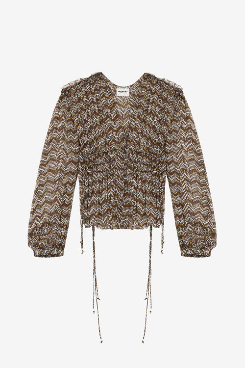 Top axeline in mussola arricciata - Nero lavato - Woman