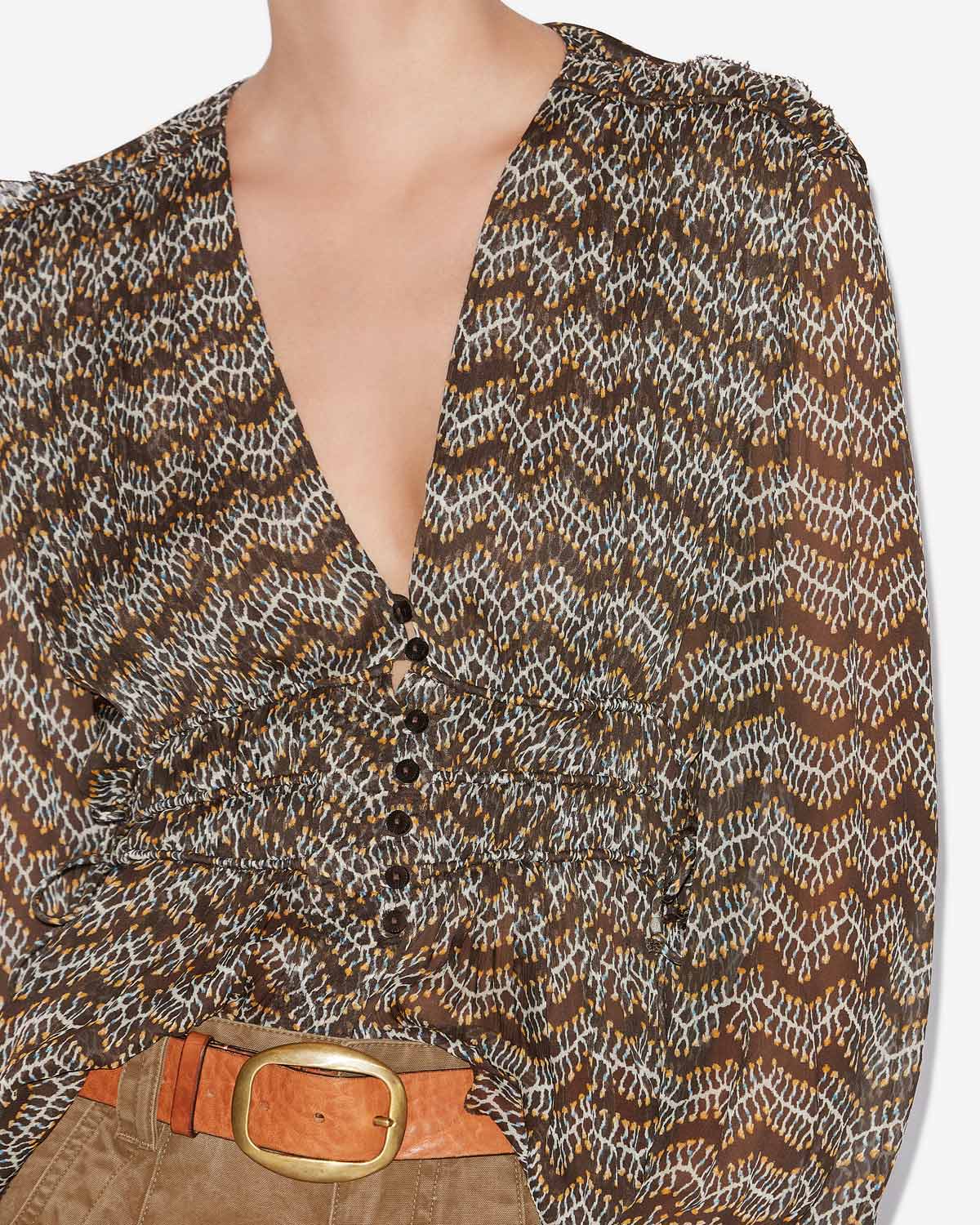 Top axeline in mussola arricciata - Nero lavato - Woman - 2