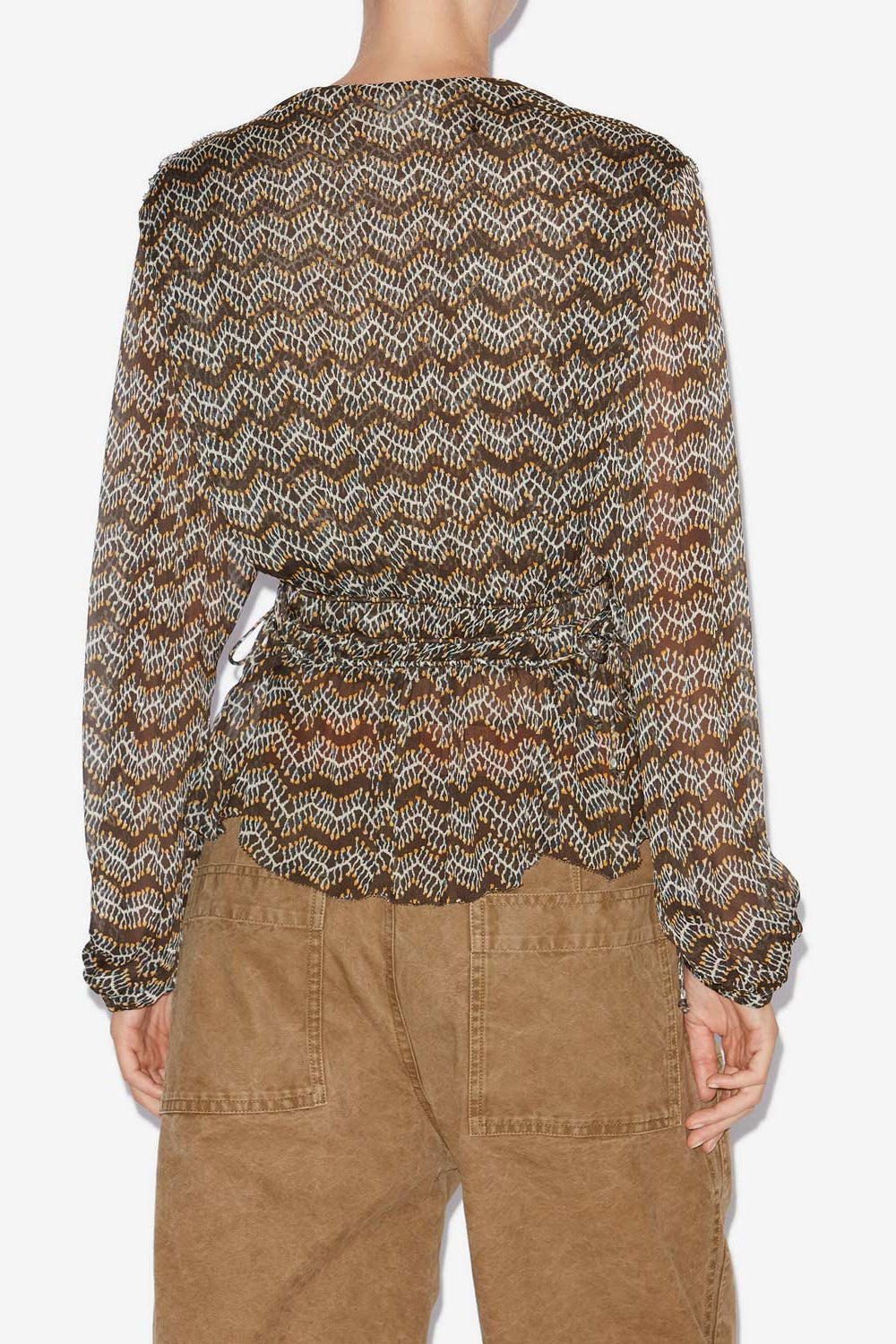 Top axeline in mussola arricciata - Nero lavato - Woman - 5