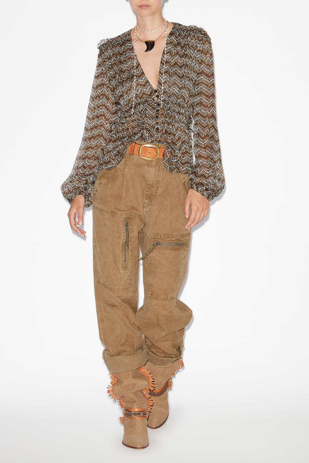 Top axeline in mussola arricciata - Nero lavato - Woman - 2