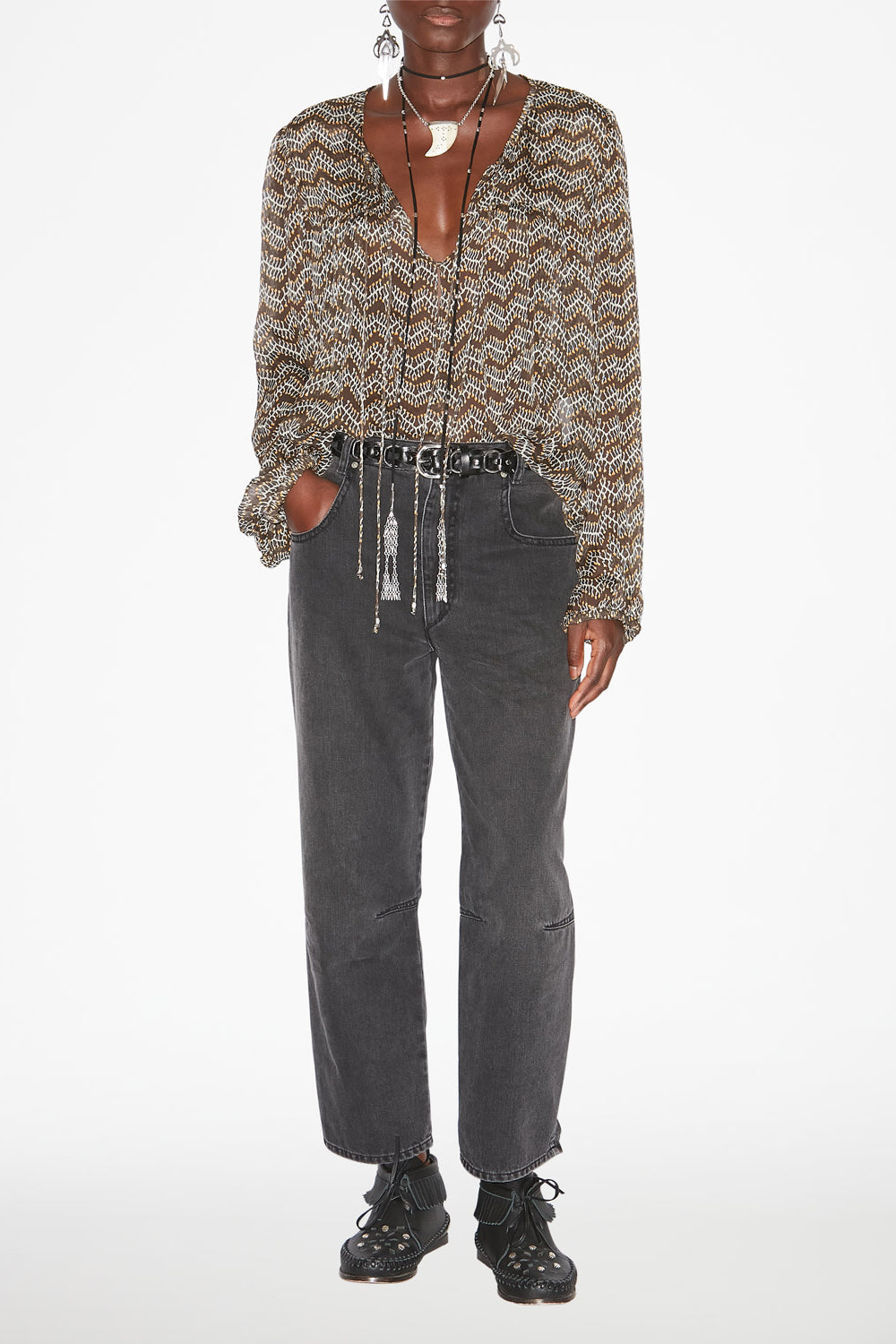 Advika プリント入りモスリン トップス - ウォッシュドブラック - Woman - 2