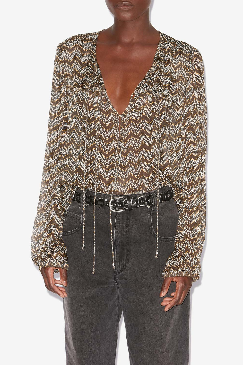 Advika プリント入りモスリン トップス - ウォッシュドブラック - Woman - 4