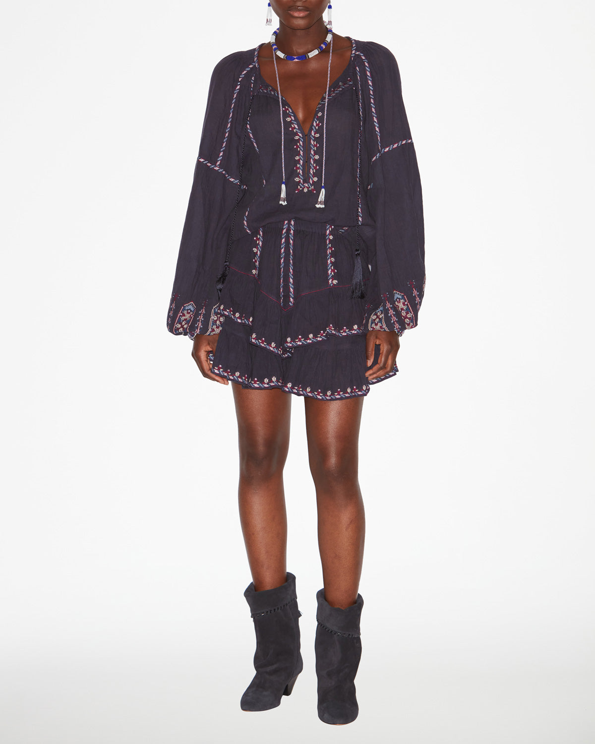 Top fernanda in garza ricamata - Faded night/lilac - Woman - 1