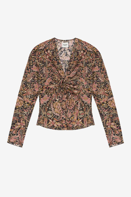 Zekia printed long-sleeve top - Black-ochre - Woman