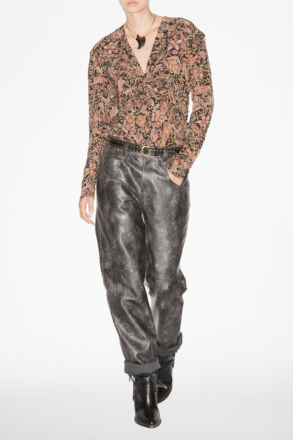 Zekia printed long-sleeve top - Black-ochre - Woman - 2