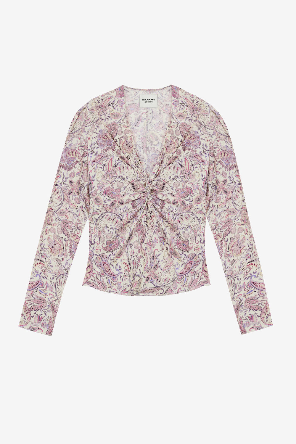 Top con stampa zekia a maniche lunghe - Ecru-purple - Woman - 1