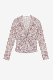 Zekia printed long-sleeve top - Ecru-purple - Woman