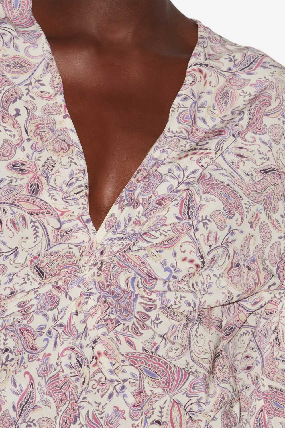 Top con stampa zekia a maniche lunghe - Ecru-purple - Woman - 3