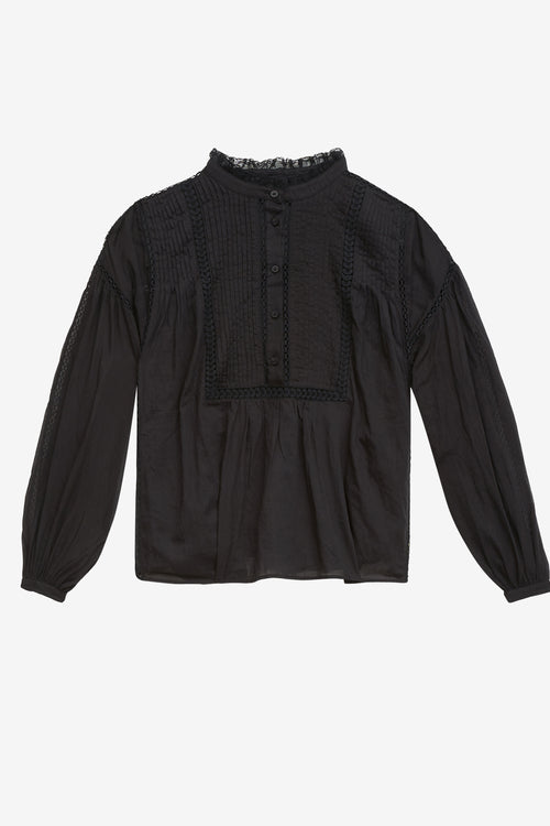 Bluse disia aus baumwollvoile - Schwarz - Woman