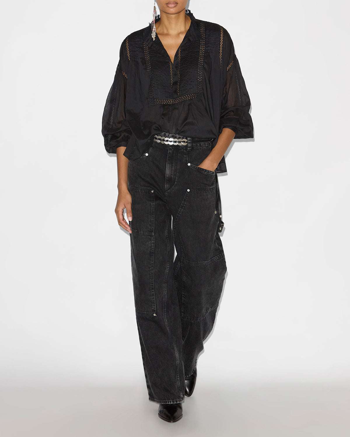 Bluse disia aus baumwollvoile - Schwarz - Woman - 1