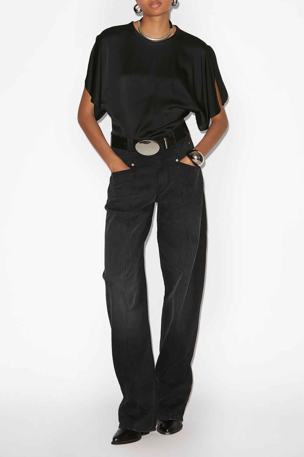 Top karlita in raso - Nero - Woman - 2