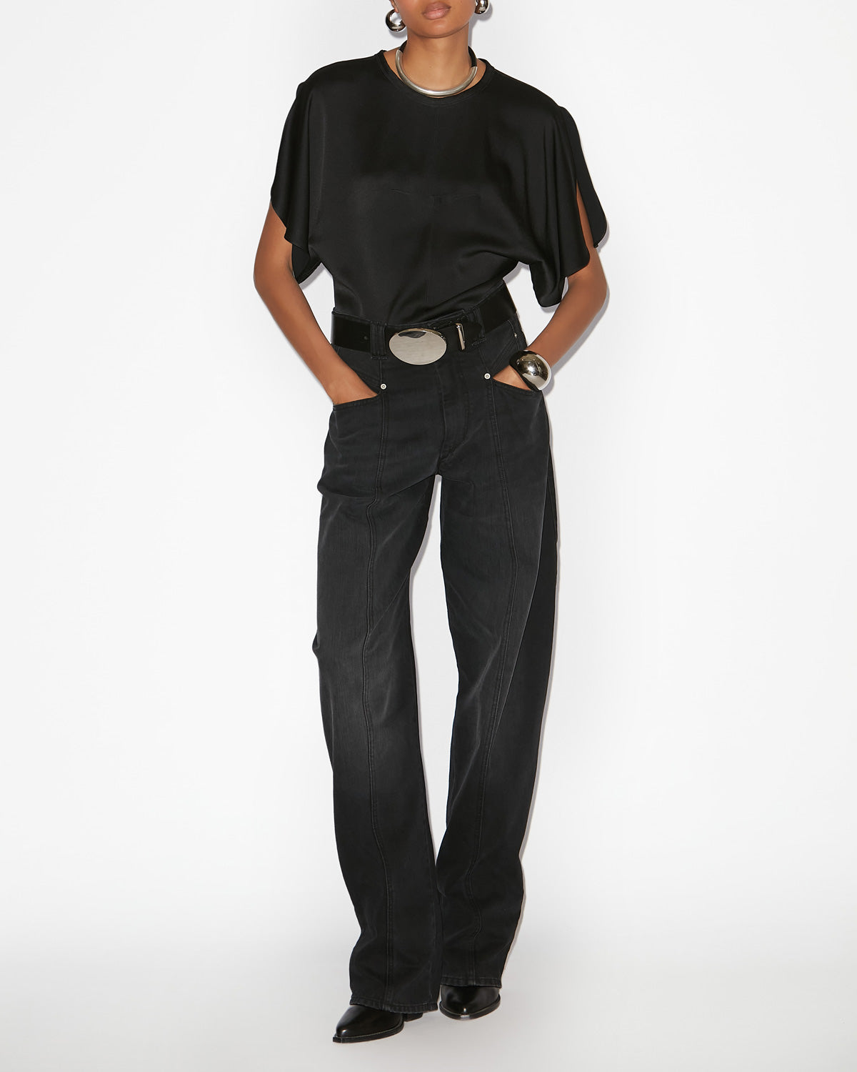 Karlita satin top - Black - Woman - 1