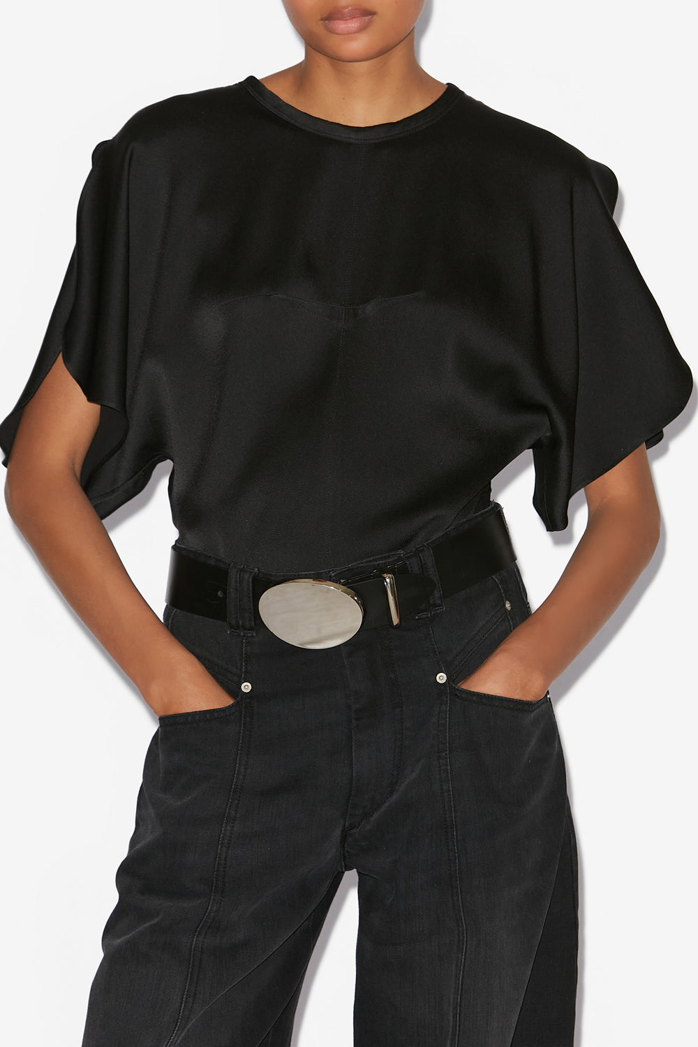 Top karlita in raso - Nero - Woman - 4