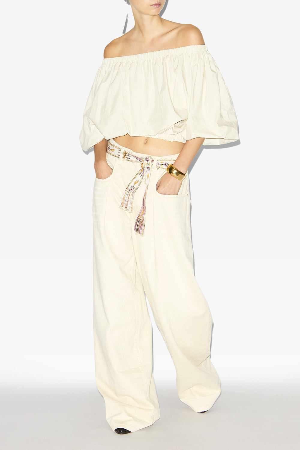 Top a palloncino bertille in cotone crispy - Ecru - Woman - 2