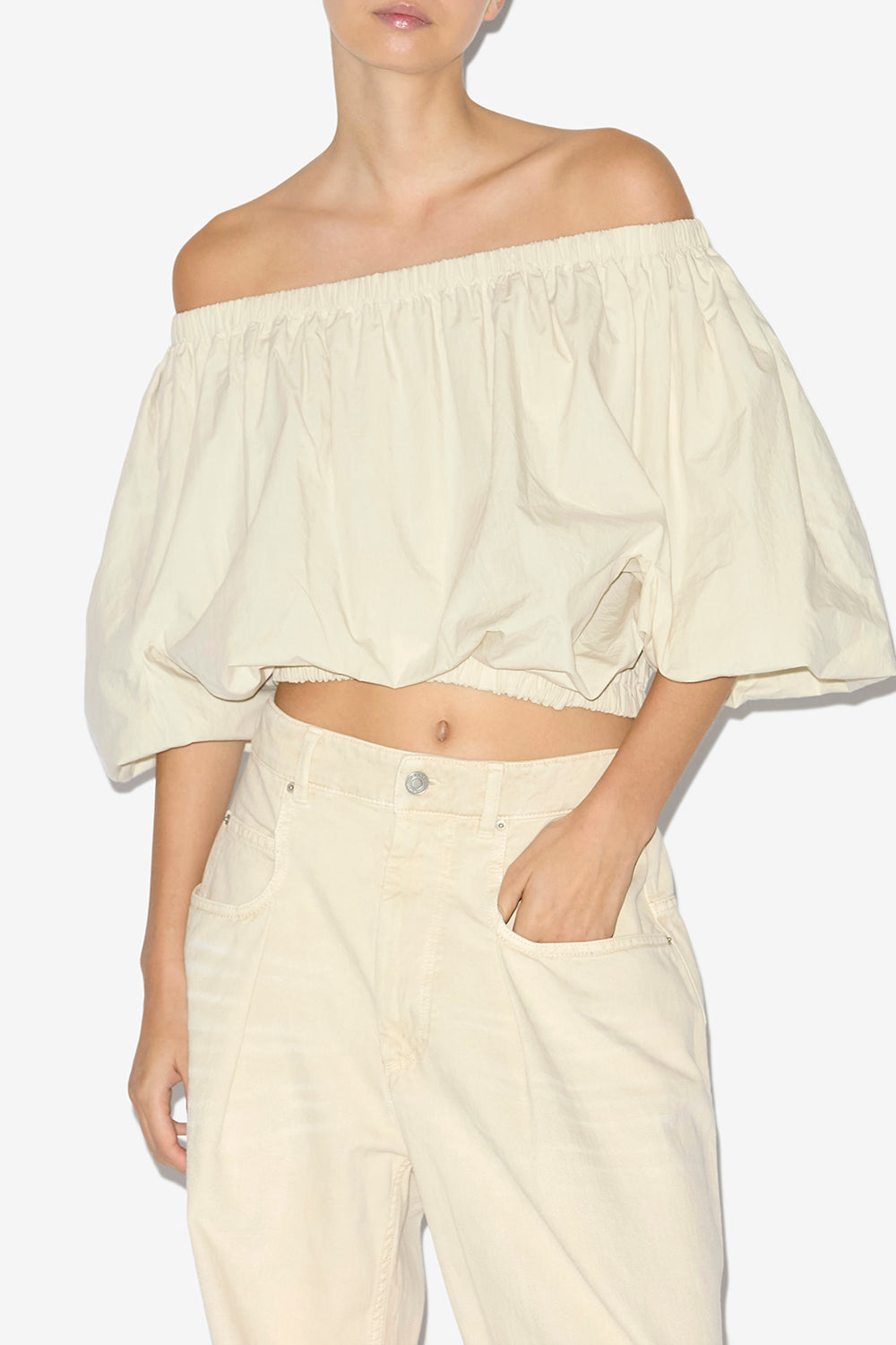 Top a palloncino bertille in cotone crispy - Ecru - Woman - 4