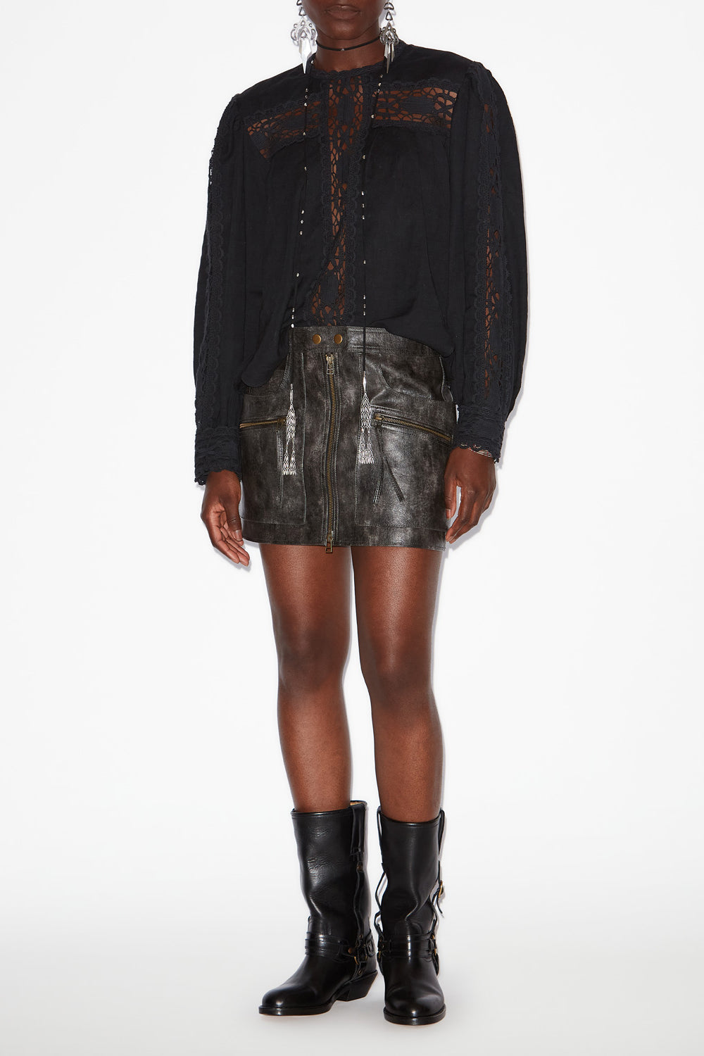 Valmira コットン＆リネン混紡 ブラウス - 黒 - Woman - 2