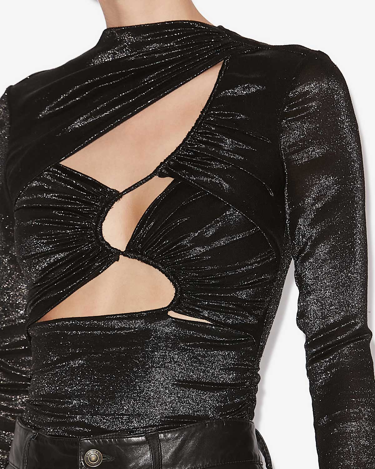Top drapé rose en soie et lurex - Noir - Woman - 2