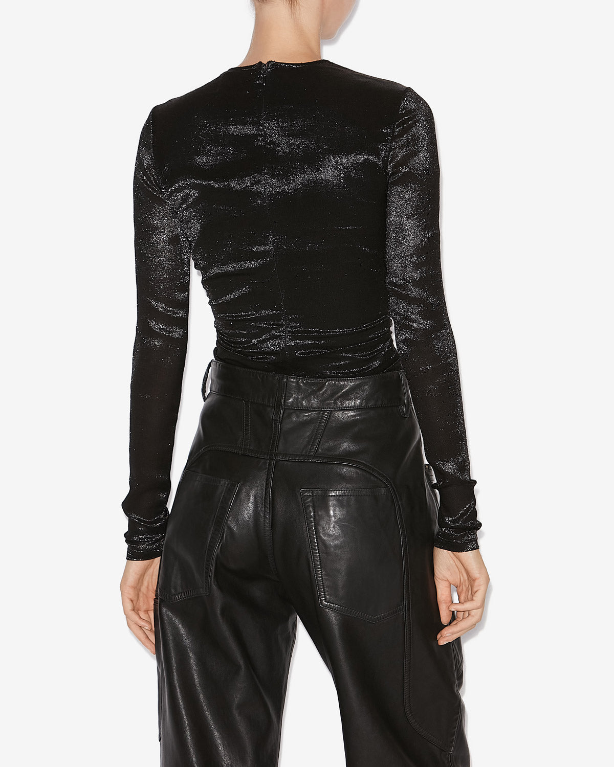Top drapé rose en soie et lurex - Noir - Woman - 4
