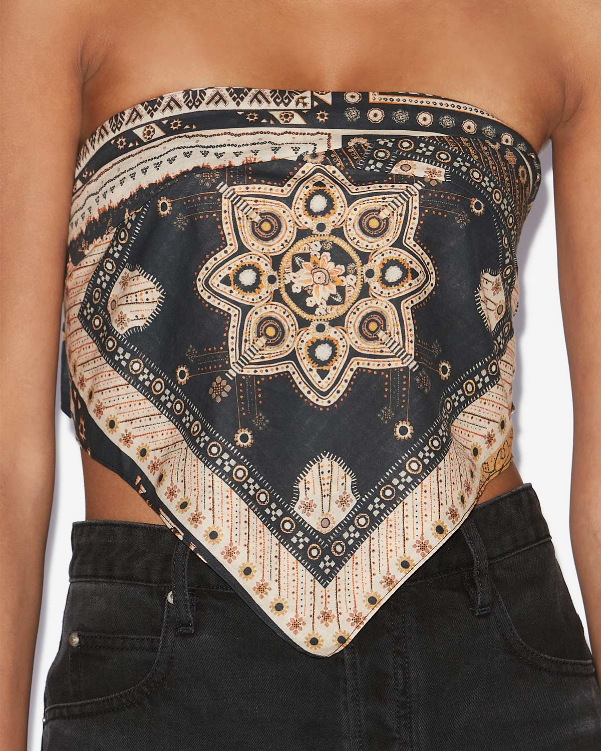 페이자 프린트 코튼 보일 탑 - Black-ochre - Woman - 2