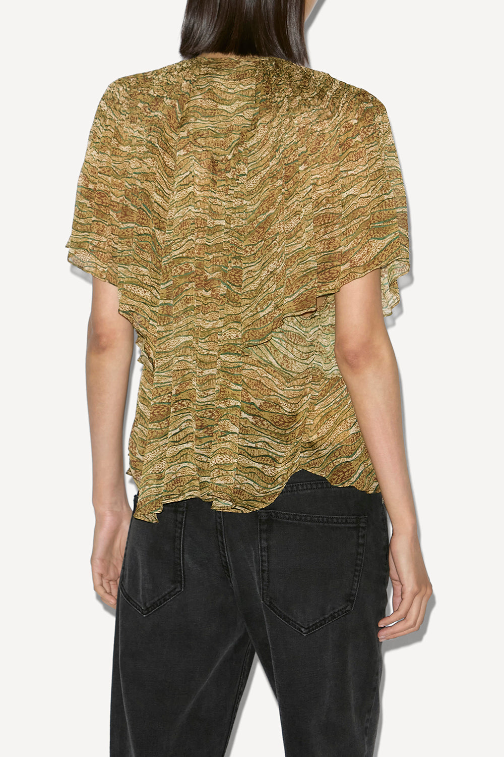 Neslya プリント入りモスリン トップス - カーキ - Woman - 5