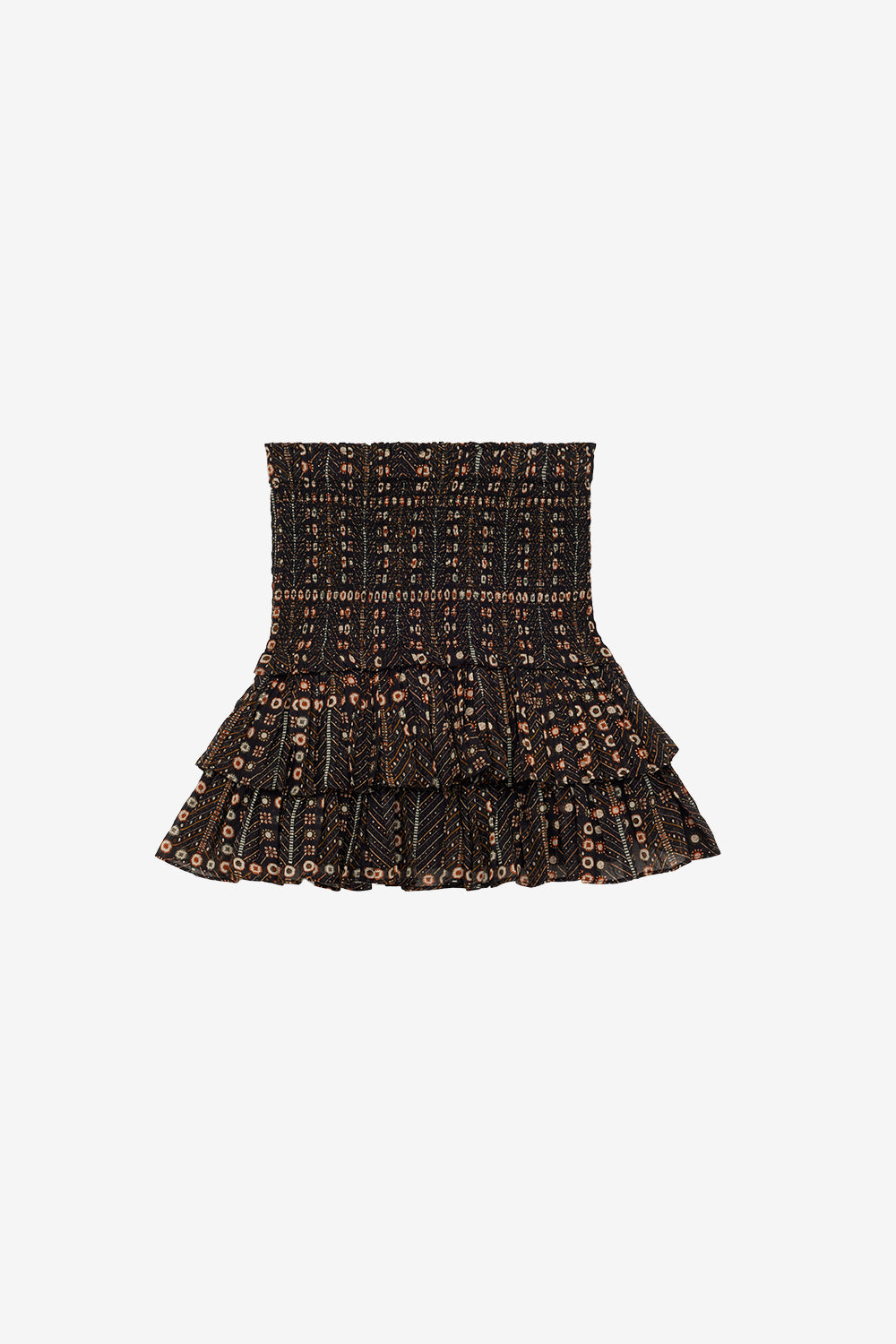 Naomi printed smocked cotton voile skirt - Black - Woman - 1