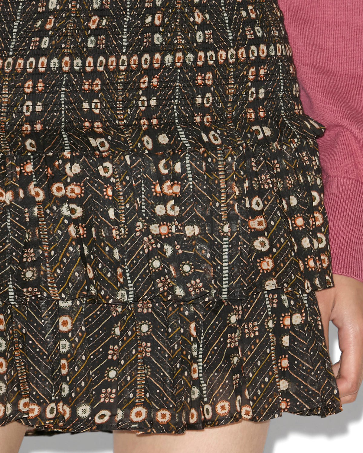 Falda naomi de gasa de algodón fruncida y estampada - Negro lavado - Woman - 2