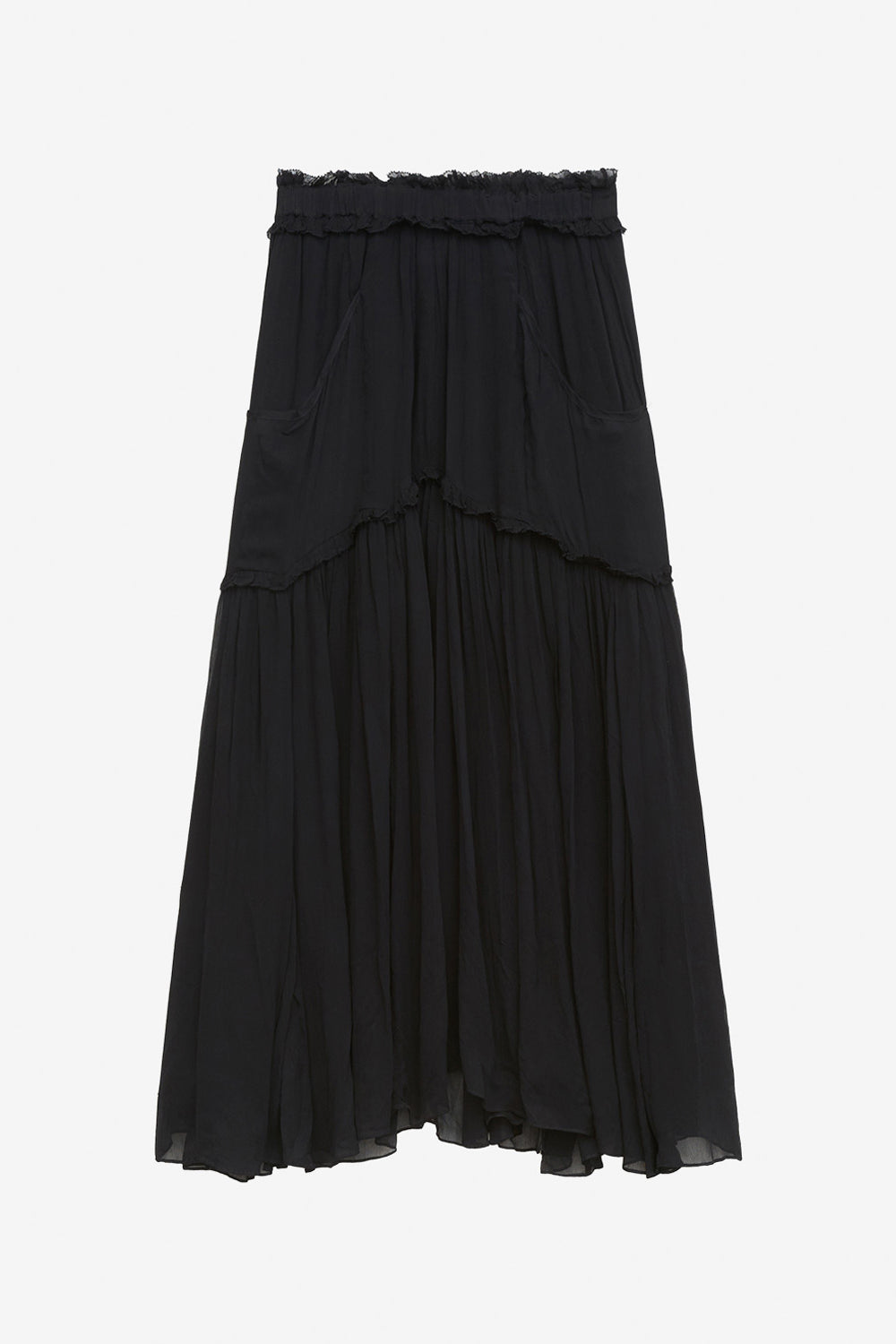 Veronique long gathered muslin skirt - Black - Woman - 1