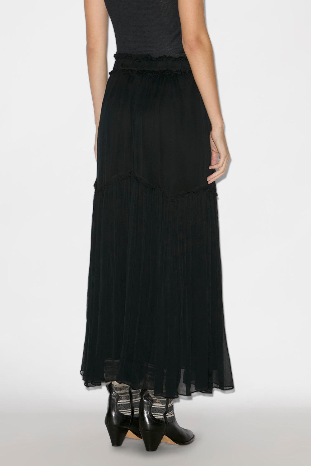 Veronique long gathered muslin skirt - Black - Woman - 5