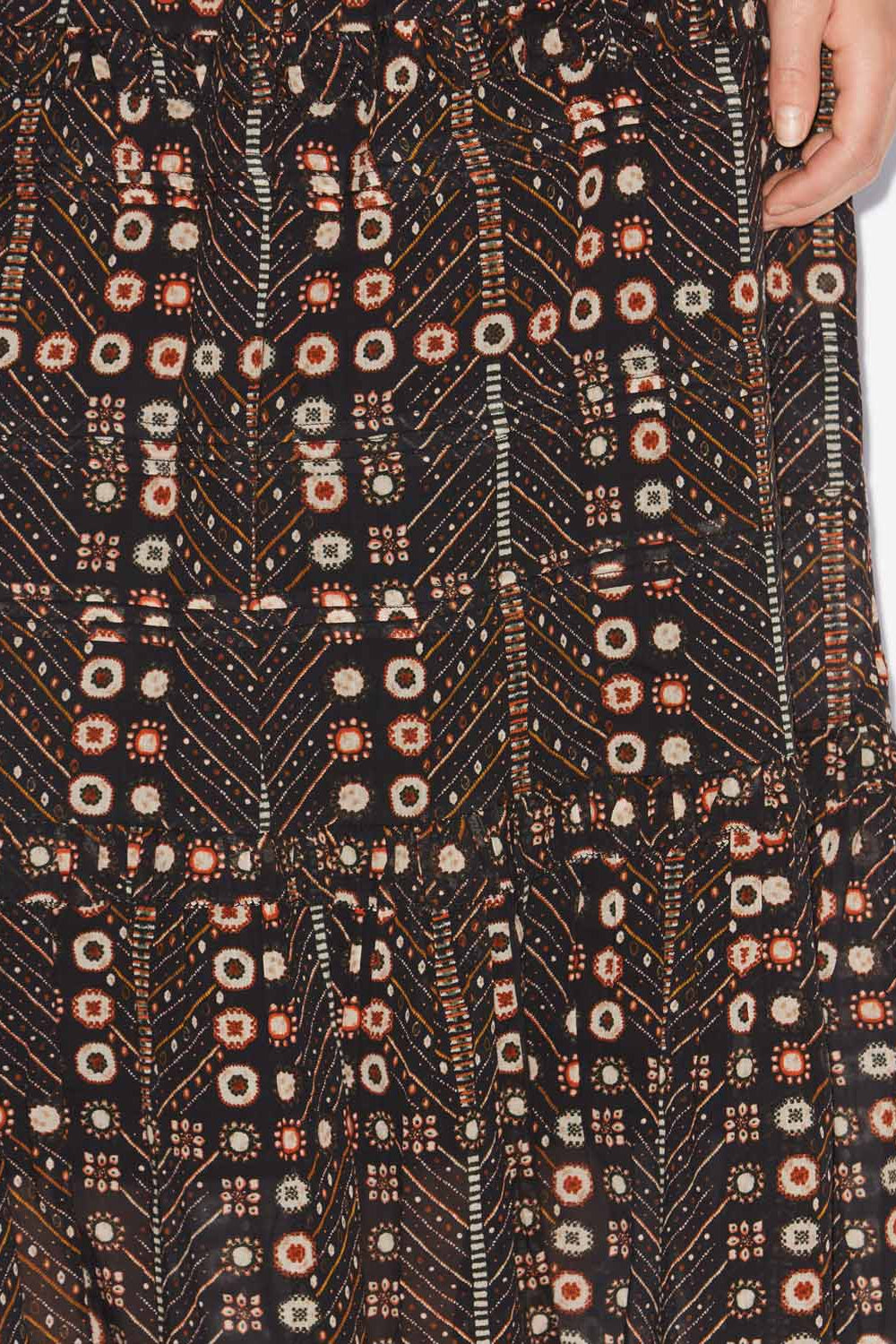 Langer rock diya aus bedrucktem baumwollvoile - Schwarz gewaschen - Woman - 3