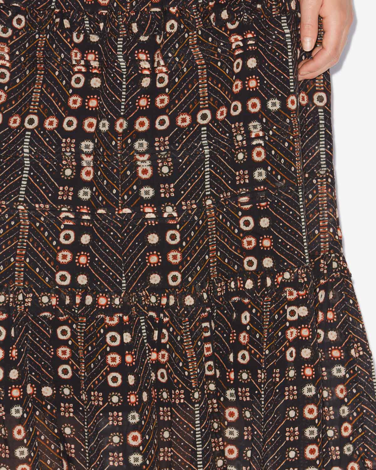 Falda diya larga de gasa de algodón estampada - Negro lavado - Woman - 2