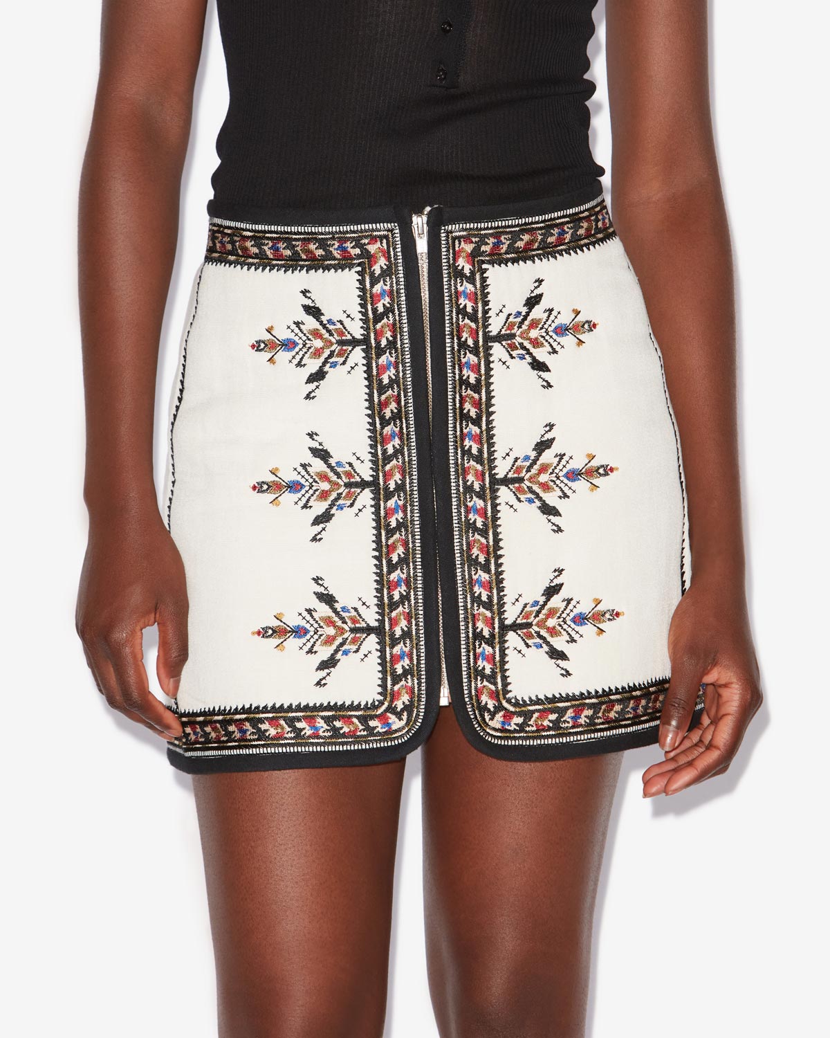 Minigonna zeria in garza ricamata - Ecru - Woman - 3