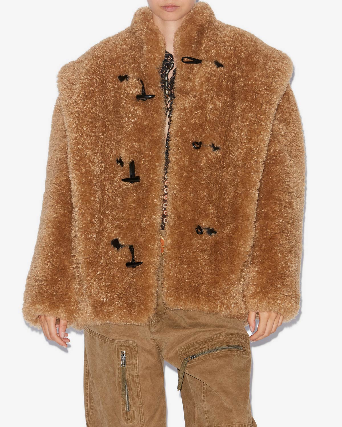 아발리아 부클레 모피 스타일 코트 - Camel - Woman - 3