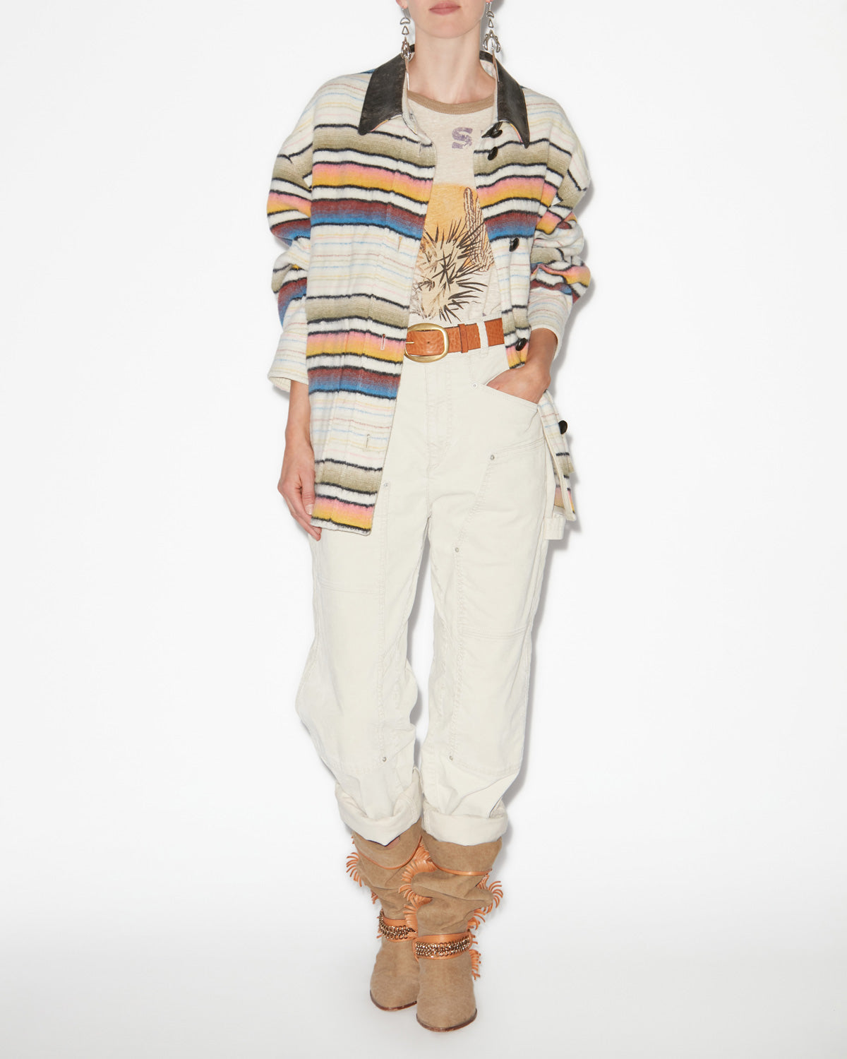 Dayvi ストライプ入りウール オーバーシャツコート - 色とりどりの - Woman - 1