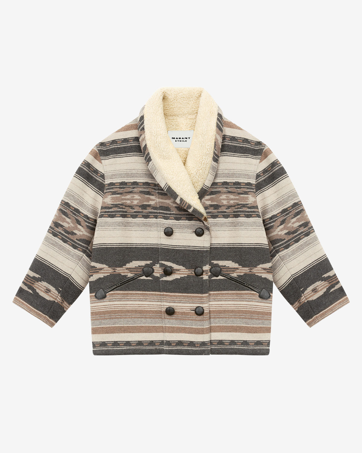 Dorcas wool graphic pattern coat - Black - Woman - 5