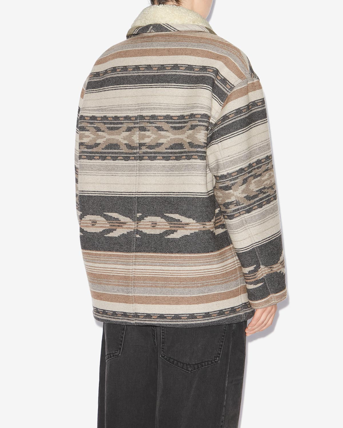 Dorcas wool graphic pattern coat - Black - Woman - 4