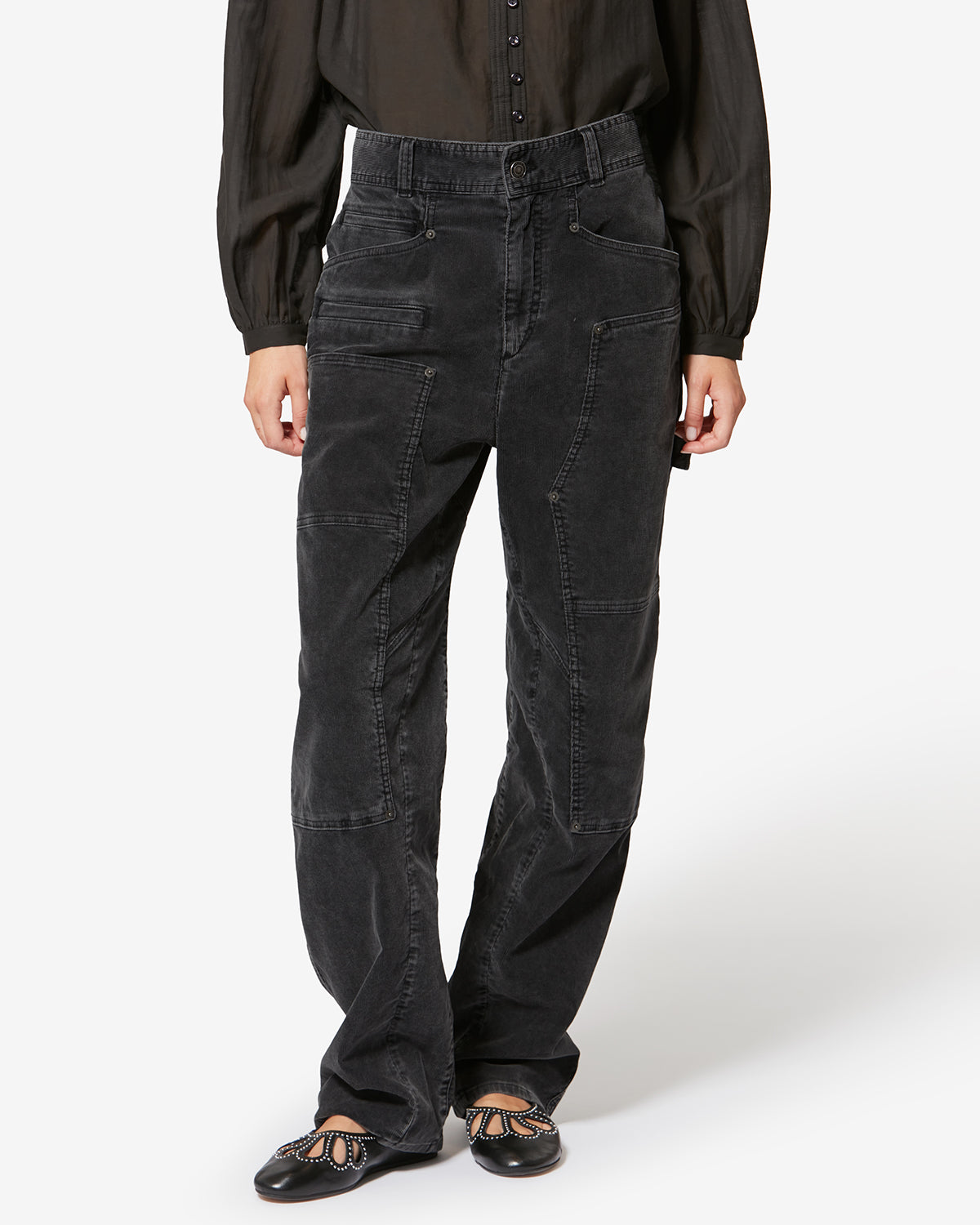 Lois コーデュロイ パンツ - ウォッシュドブラック - Woman - 3