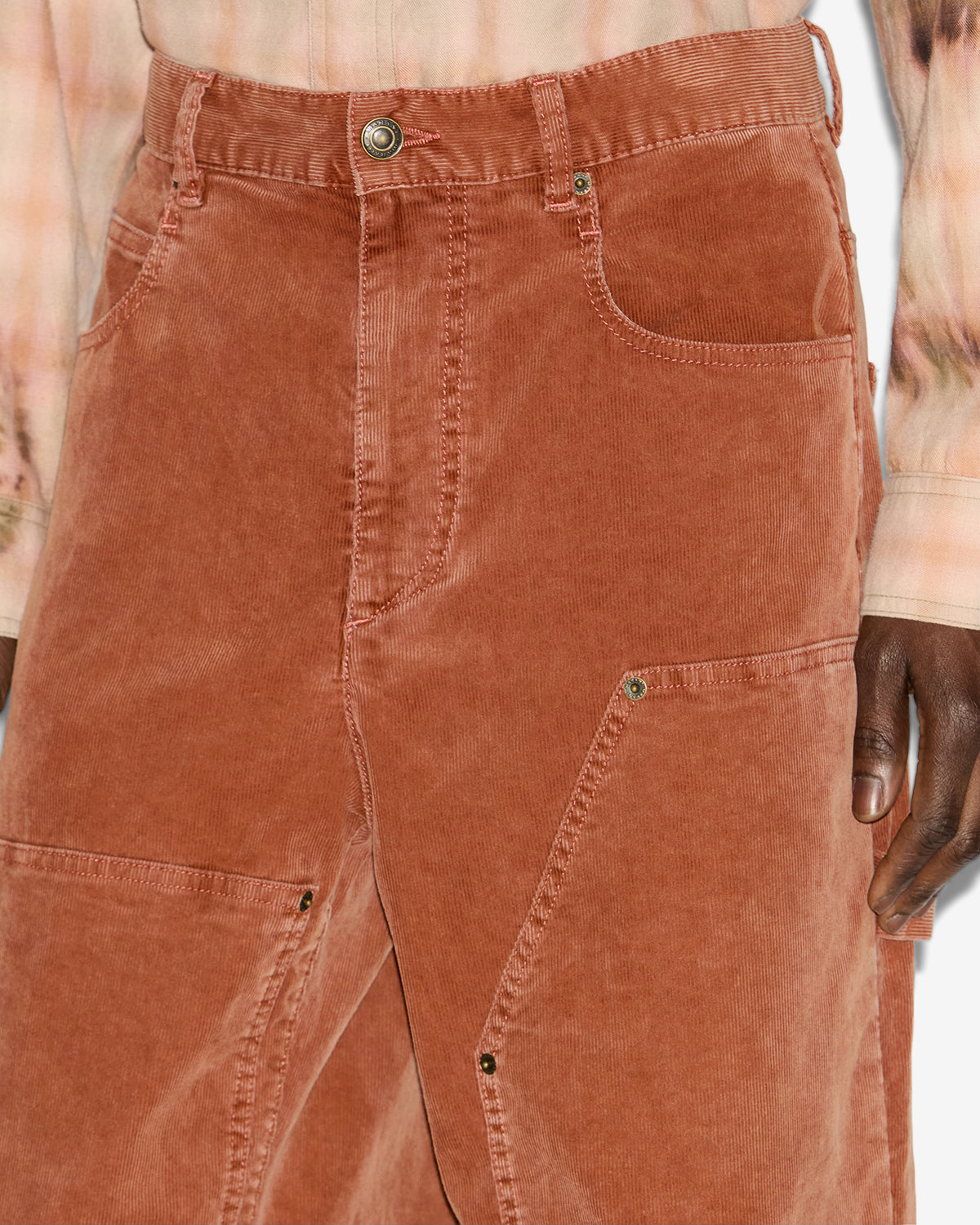 Weite hose lorson aus cordsamt - Orange - Man - 2