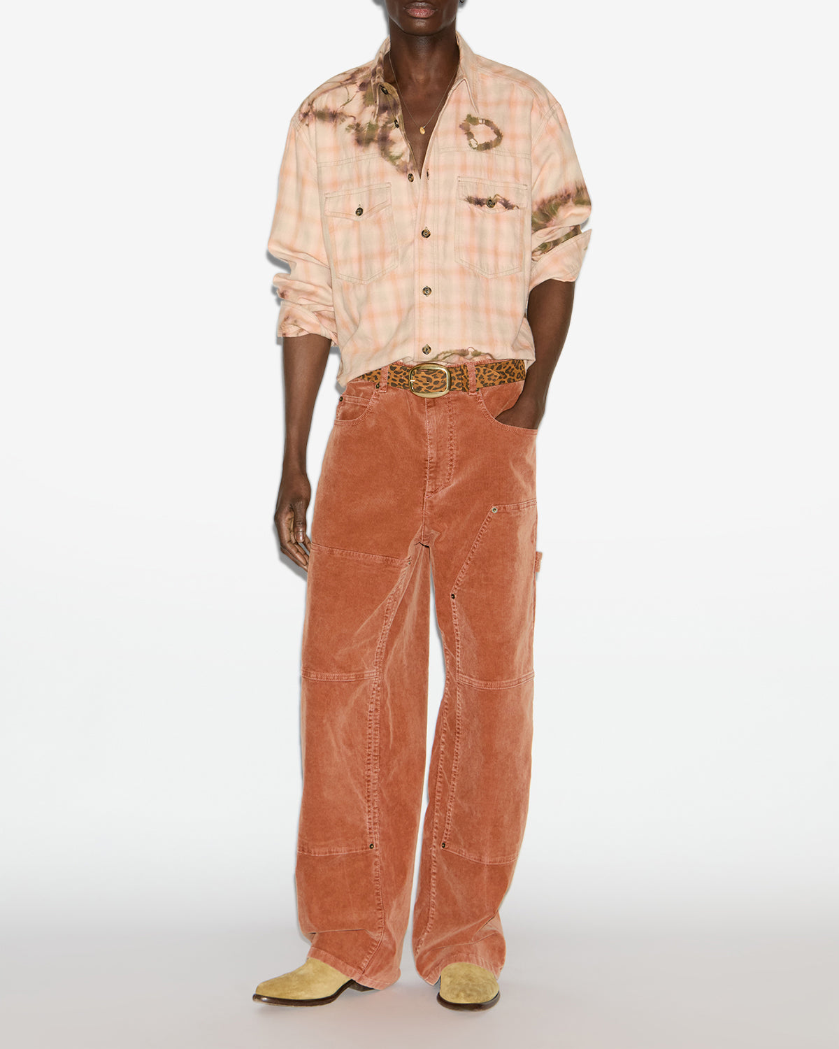 Weite hose lorson aus cordsamt - Orange - Man - 1