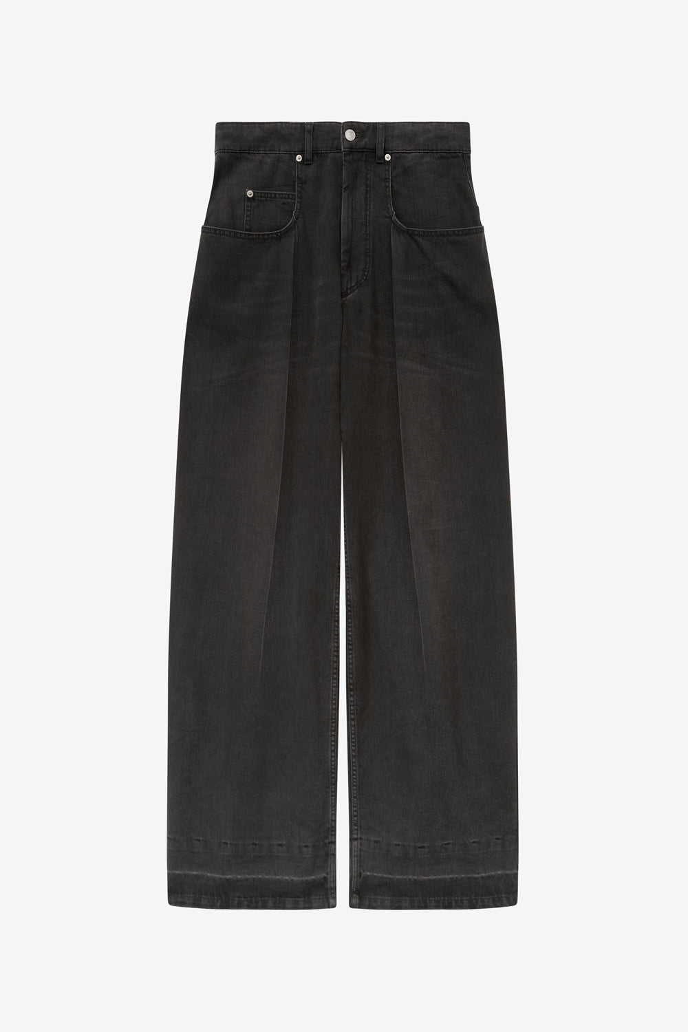 Jeans a gamba larga con plissettatura rachelle in denim - Nero lavato - Woman - 1