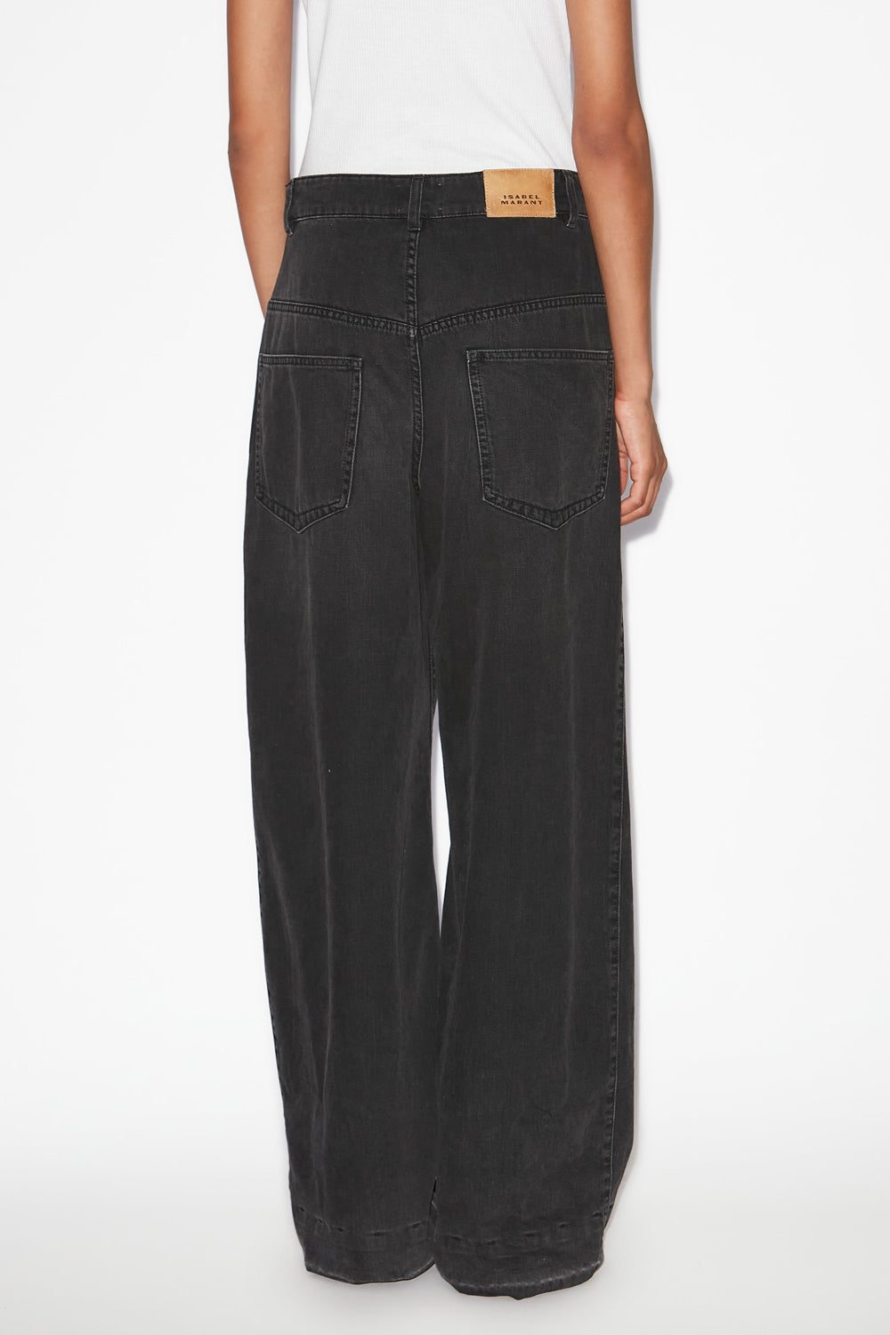 Jeans a gamba larga con plissettatura rachelle in denim - Nero lavato - Woman - 5