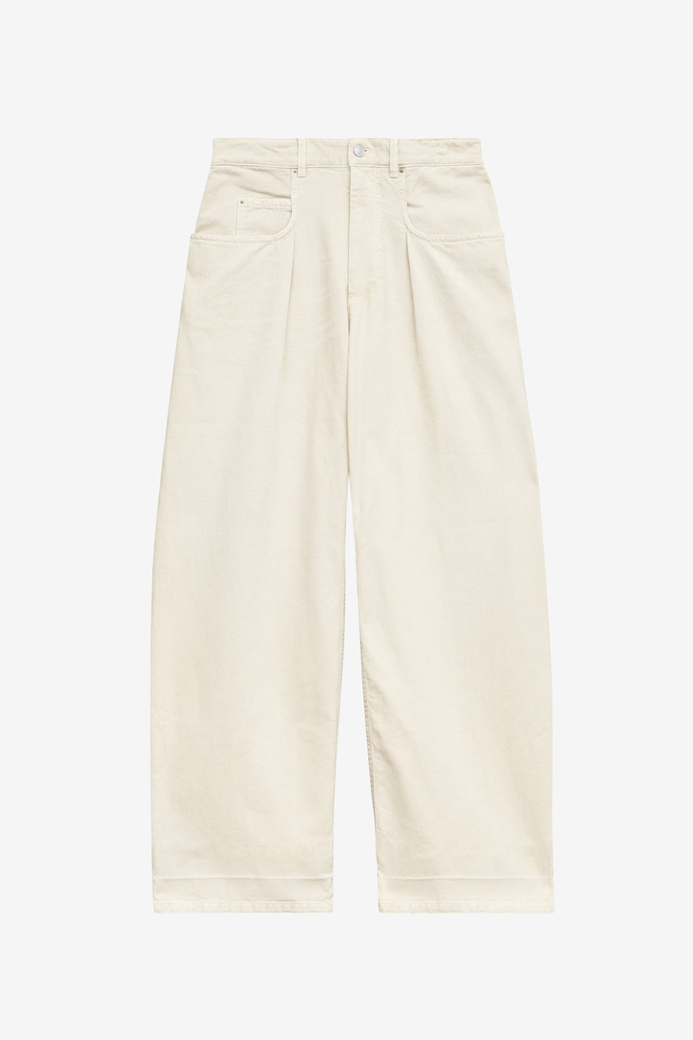 Jeans a gamba larga con plissettatura rachelle in denim - Ecru - Woman - 1