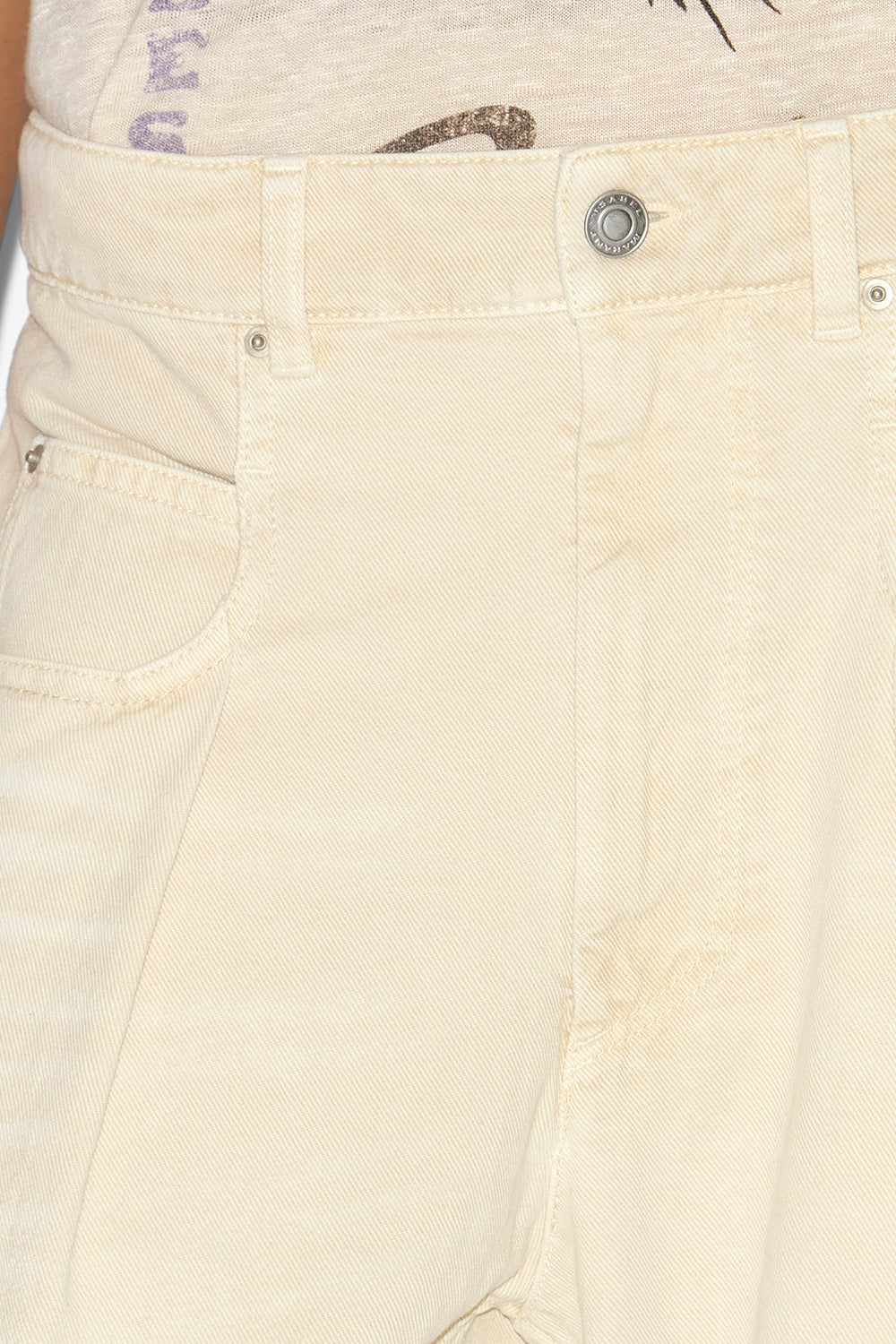 Jeans a gamba larga con plissettatura rachelle in denim - Ecru - Woman - 2