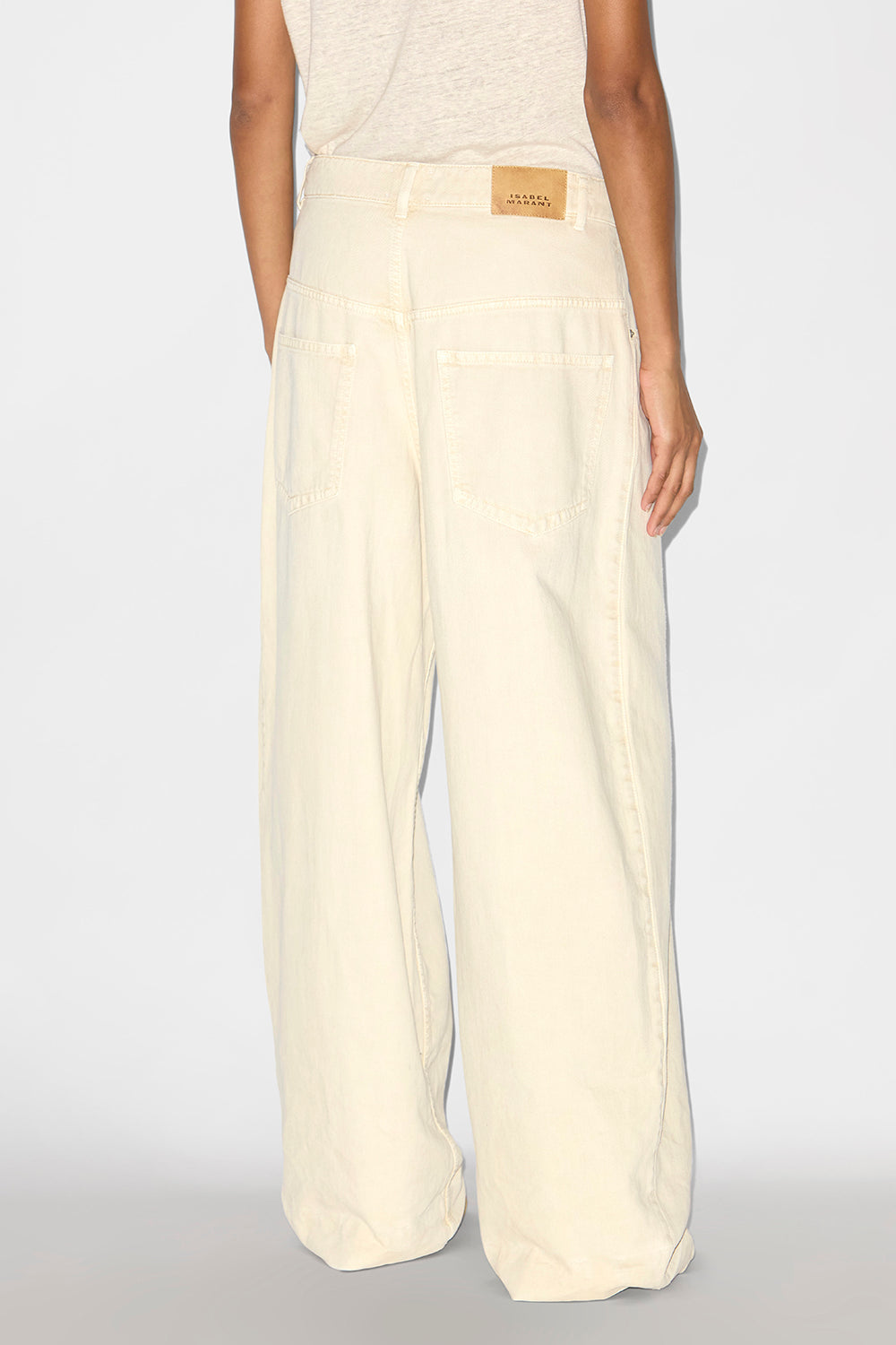 Jeans a gamba larga con plissettatura rachelle in denim - Ecru - Woman - 3