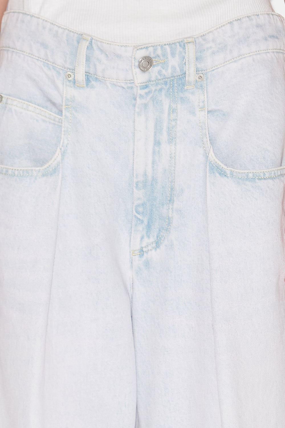 Jeans a gamba larga con plissettatura rachelle in denim - Azzurro - Woman - 3