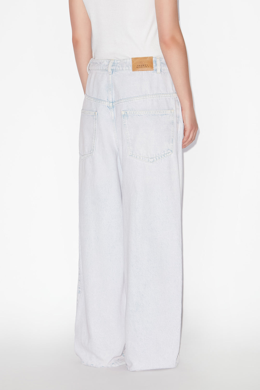 Jeans a gamba larga con plissettatura rachelle in denim - Azzurro - Woman - 5