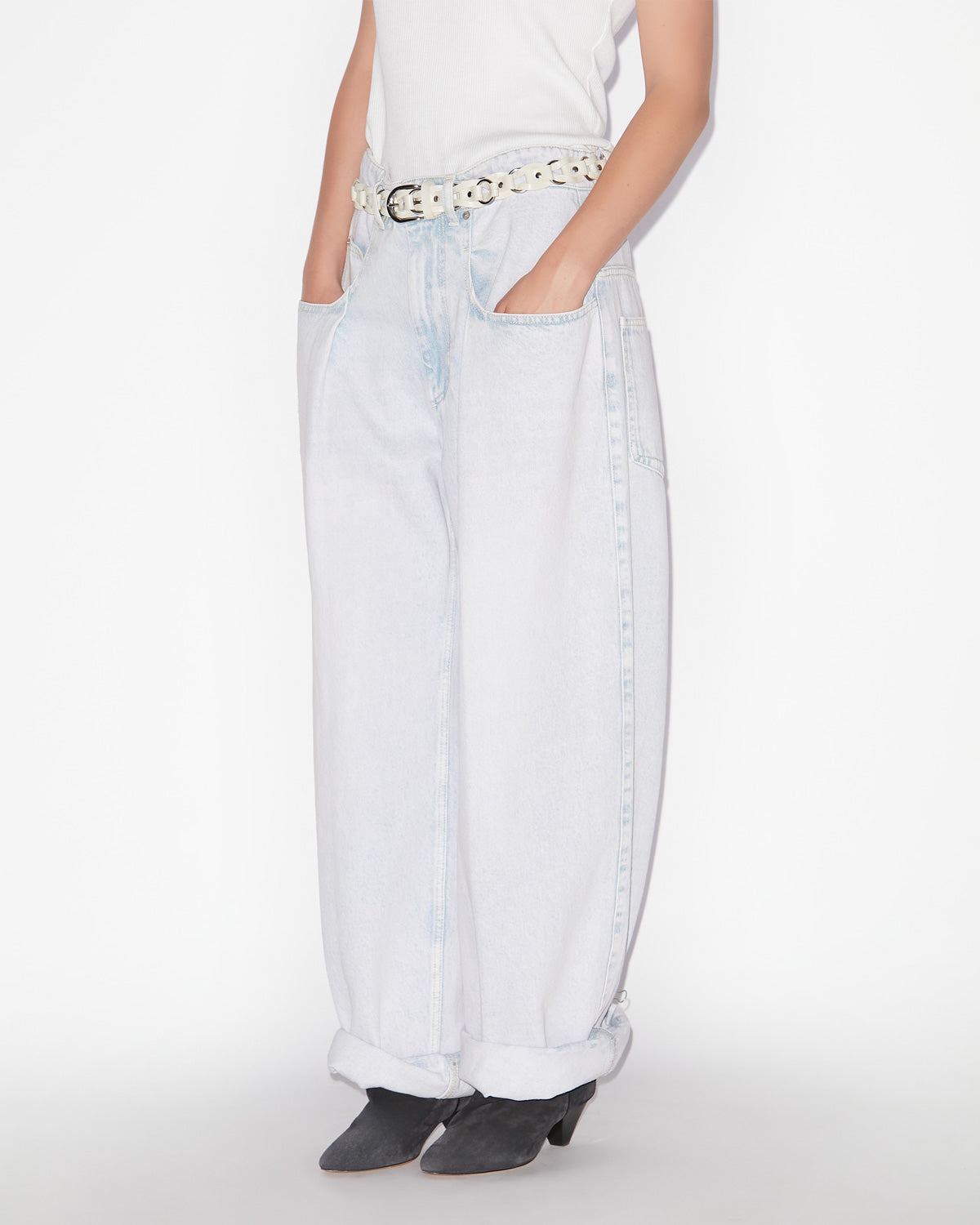Vaqueros holgados de denim plisados rachelle - Azul claro - Woman - 3